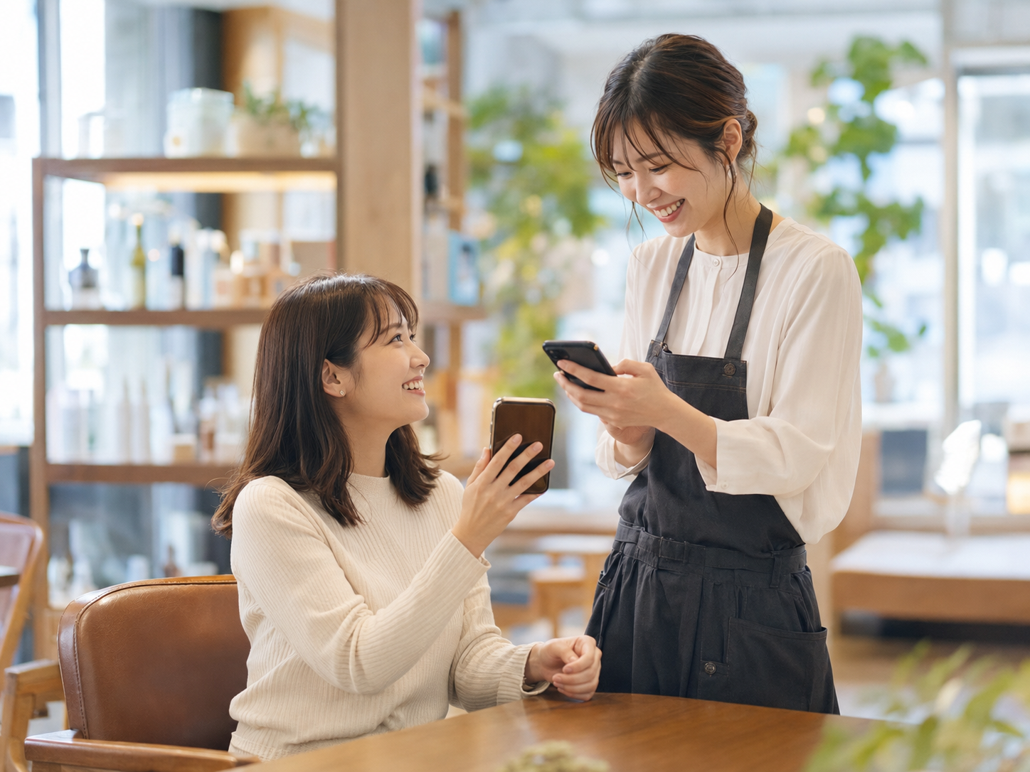 明るい店内で行われるアイケア相談